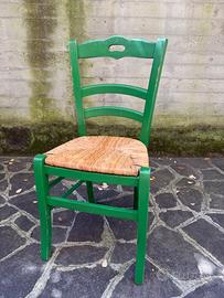 6 SEDIE IN STILE RUSTICO IN LEGNO IMPAGLIATE