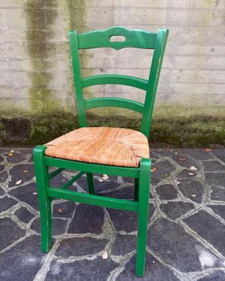 6 SEDIE IN STILE RUSTICO IN LEGNO IMPAGLIATE
