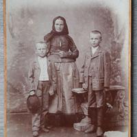Fotografia Antica Madre e 2 Figli Primi 1900