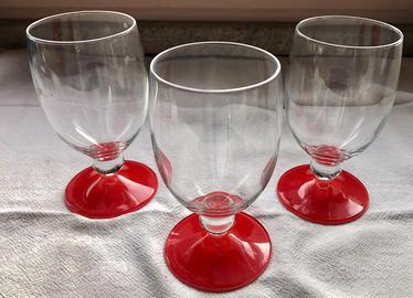 BICCHIERI VETRO BASE ROSSA.