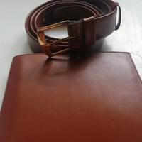 set portagoglio e cintura in pelle 