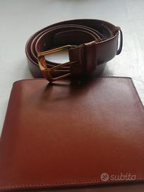 set portagoglio e cintura in pelle 