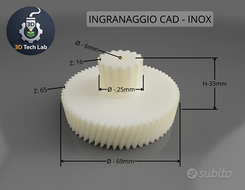 Ingranaggio Affettatrice CAD Serie Inox Stampato