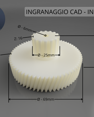Ingranaggio Affettatrice CAD Serie Inox Stampato