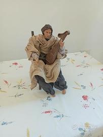 Angelo musicante artigianale da presepe
