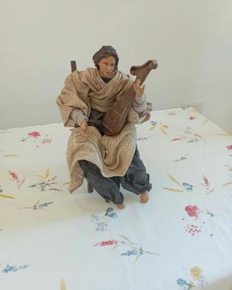 Angelo musicante artigianale da presepe