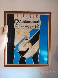 quadro Inter dipinto a mano su vetro anni 70-80