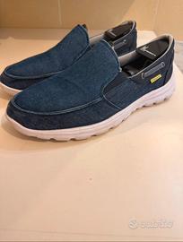 Scarpe Uomo – Tessuto Denim Blu, Suola Leggera,