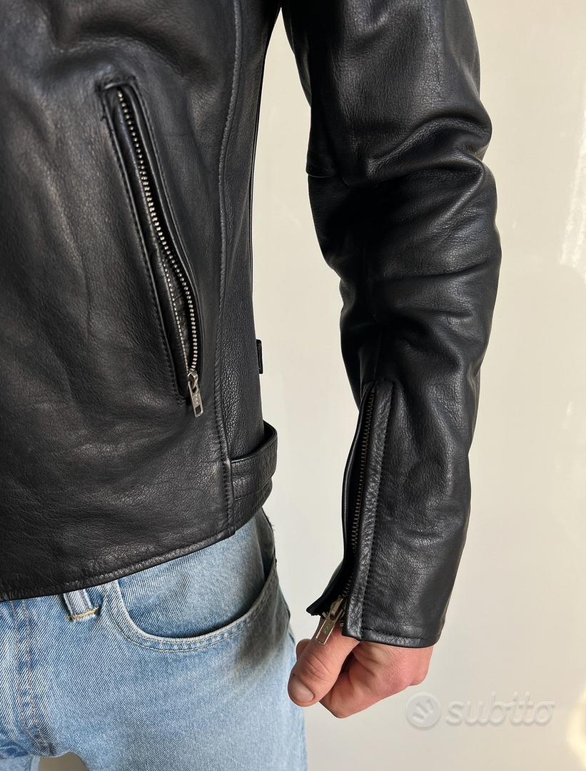 Giacca in pelle nera casual e da moto uomo M - Abbigliamento e Accessori In  vendita a Roma