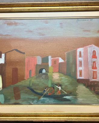 Quadro con gondola e persone