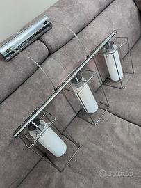 Lampadario Sospensione 3 Luci Acciaio Cromo