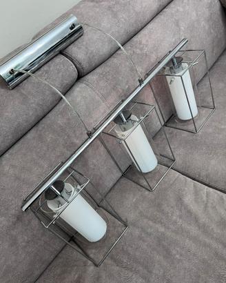 Lampadario Sospensione 3 Luci Acciaio Cromo