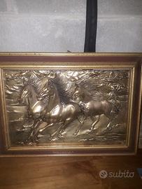 Quadro cavalli in argento 