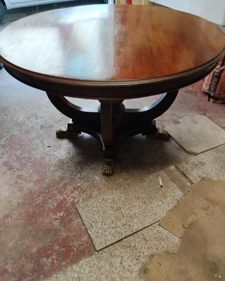 tavolo rotondo stile impero mogano zampa leone 