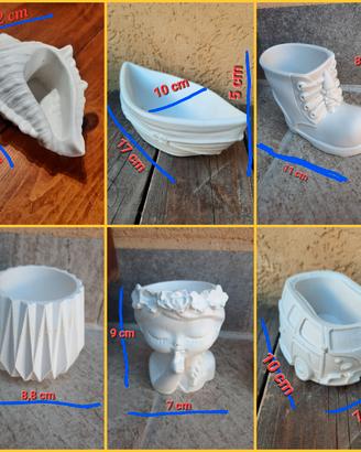 vasetti i gesso varie tipi 
