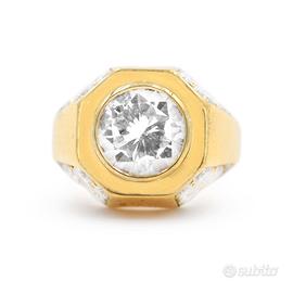 Anello Bulgari vintage oro 850 centrale ct 1,76
