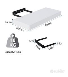 Mensole da parete 40cm bianche