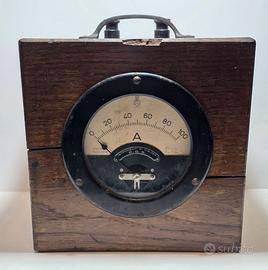 Antico Amperometro Cassa in Legno CGS Anni 20/30