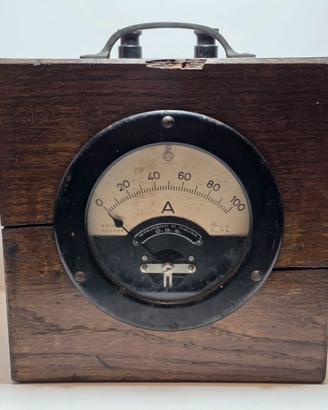 Antico Amperometro Cassa in Legno CGS Anni 20/30