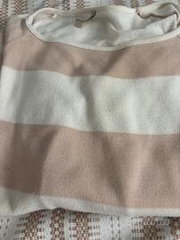 Maglia girocollo righe rosa tenue e panna