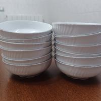 Servizio 12 coppette porcellana bordo in platino