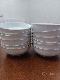 Servizio 12 coppette porcellana bordo in platino