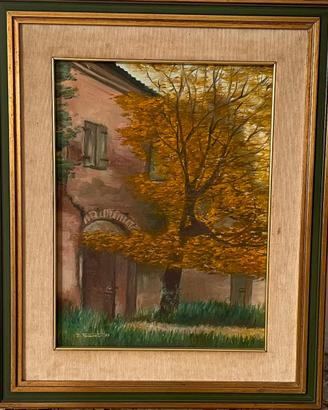 Quadro dipinto a olio originale scorcio autunnale