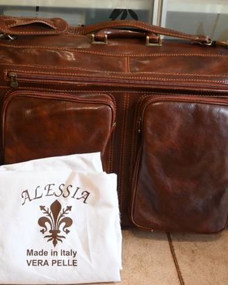 Porta abiti in pelle color cuoio