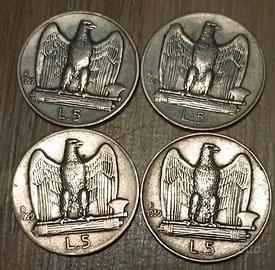 #1925 - 4 monete Regno d’Italia 5 Lire Argento