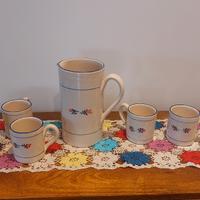 Set caraffa e 6 bicchieri in ceramica vintage