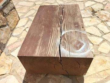 tavolino legno massello unico tronco 