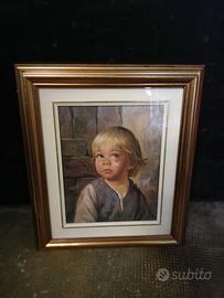 vecchio quadro  con bambino
