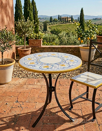 TAVOLINO IN PIETRA LAVICA Ø 80 CON BASE IN ITALIA