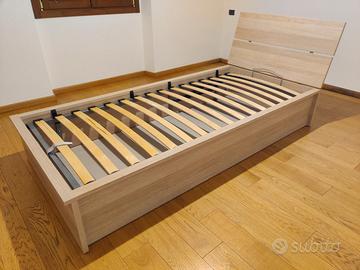 Letto singolo IKEA con testiera e contenitore