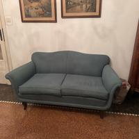 Divano 2 posti in tessuno color verde petrolio