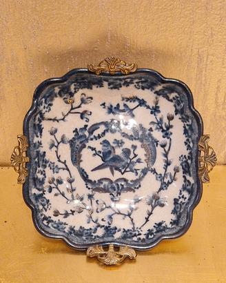 Piatto Royal Family ceramica blue bird bronzo6515 