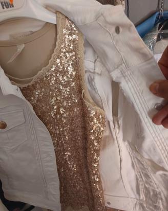 canotta to be too tg 36 e giubbino jeans bianco 11