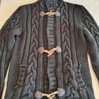 Cardigan lana con alamari in pelle Kaos
