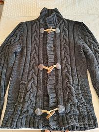 Cardigan lana con alamari in pelle Kaos