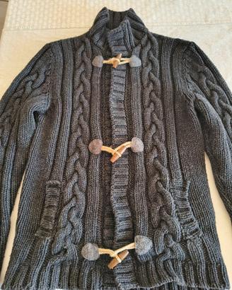 Cardigan lana con alamari in pelle Kaos
