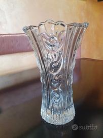 vaso in vetro vintage italiano con motivo a rose