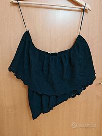mango/ mng/ top nero/ pizzo san gallo/tg m