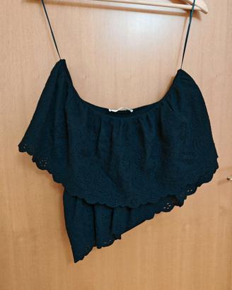 mango/ mng/ top nero/ pizzo san gallo/tg m