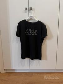T-shirt nera con gatti shein taglia S