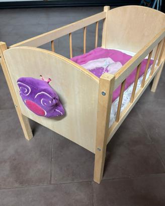 Lettino per bambole in legno
