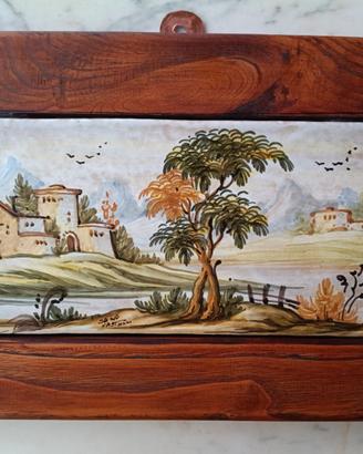 Paesaggio policromo su ceramica