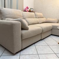 Divano 3 Posti con Chaise-Longue colore Beige