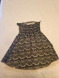 Minigonna Pimkie a Ruota in Pizzo Nero e Tulle - T