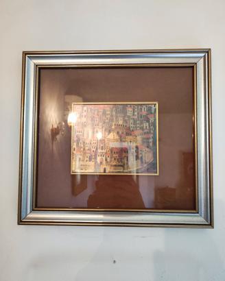 Quadro litografia su lamina d'argento