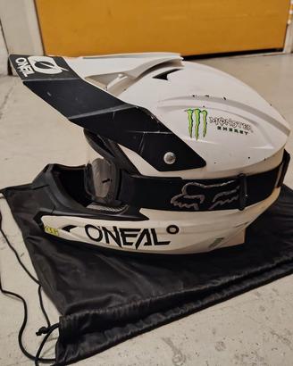 Casco Motocross/Enduro O'Neal+Maschera Fox-Tag. S